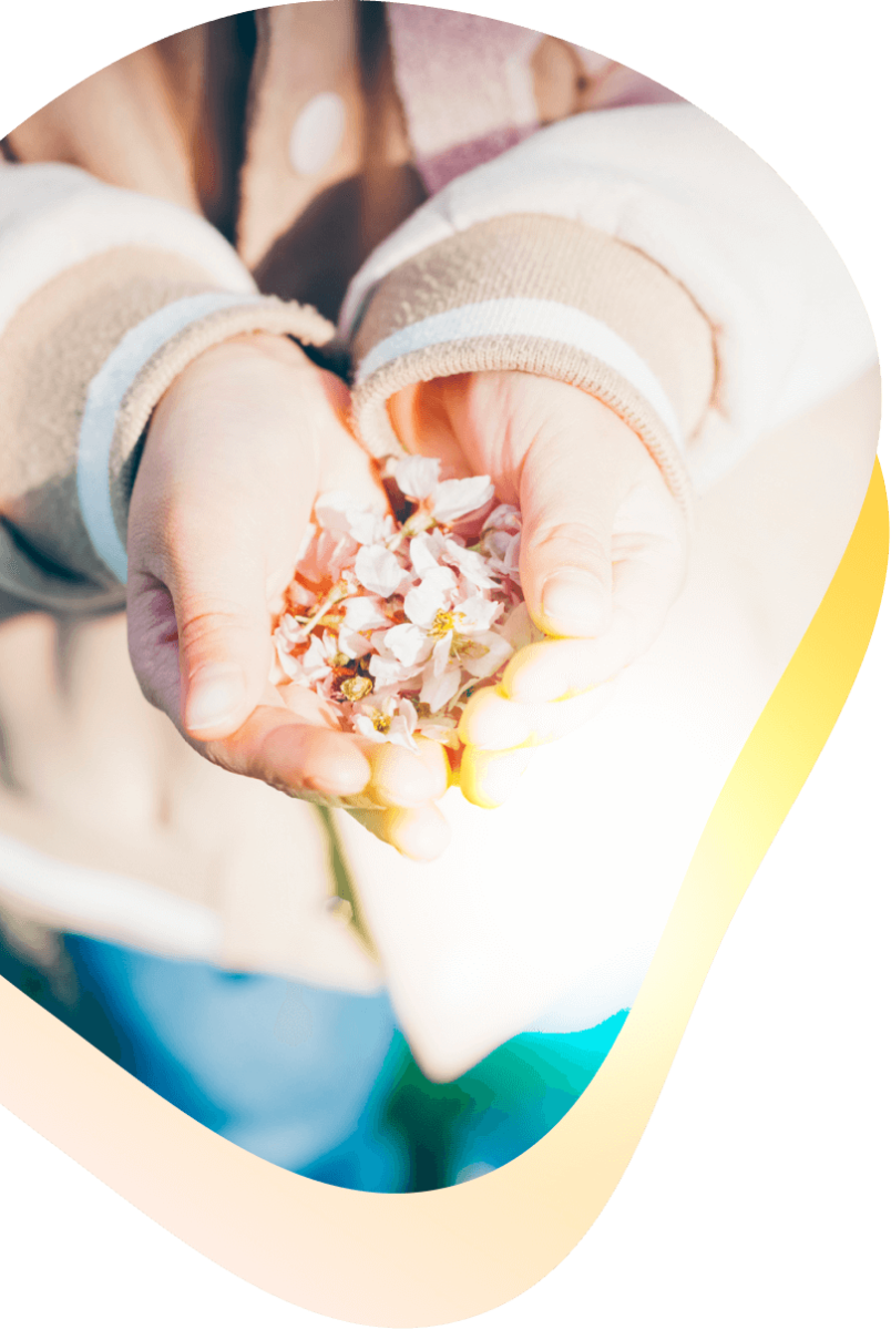 花びらを持つ手